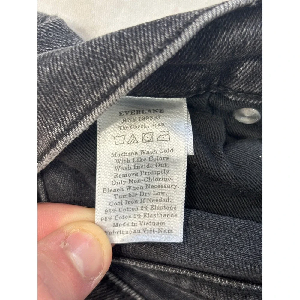 Everlane The Cheeky Jean Faded Black High Rise Straight Leg Crop Denim Size 27